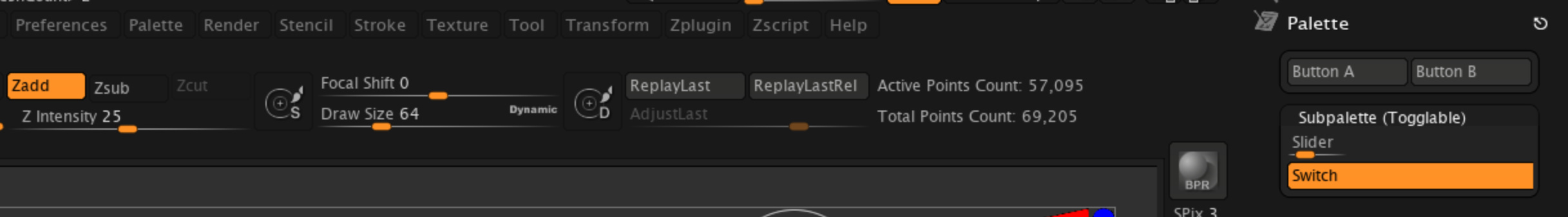 ZBrush Palette Items
